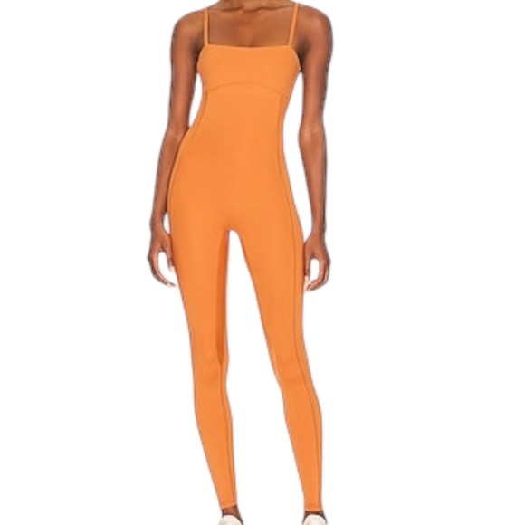 REVOLVE Pants - Revolve WellBeing + BeingWell FlowWell Fleur Jumpsuit Sz S Burnt Orange Stretch